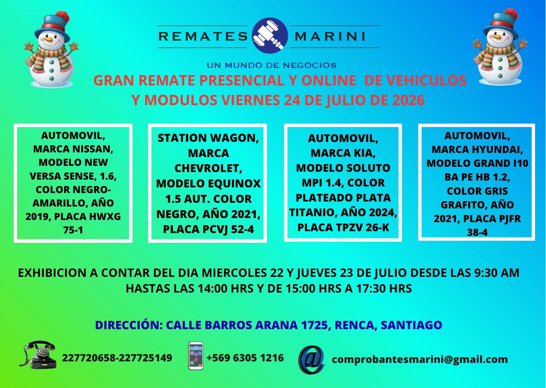Proximo Remate Viernes 24 de Julio a las 13:00 horas